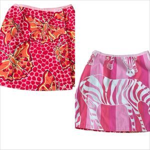 Lilly Pulitzer 80s White Label Wrap GIRLS Butterfly Vintage Reversible SKIRT
